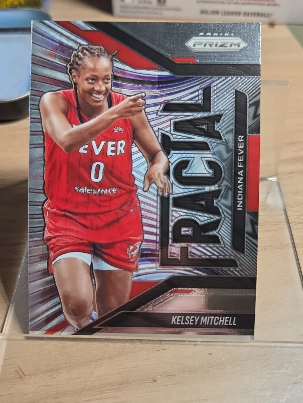 2025 Panini Prizm Kelsey Mitchell Red & Silver Fractal